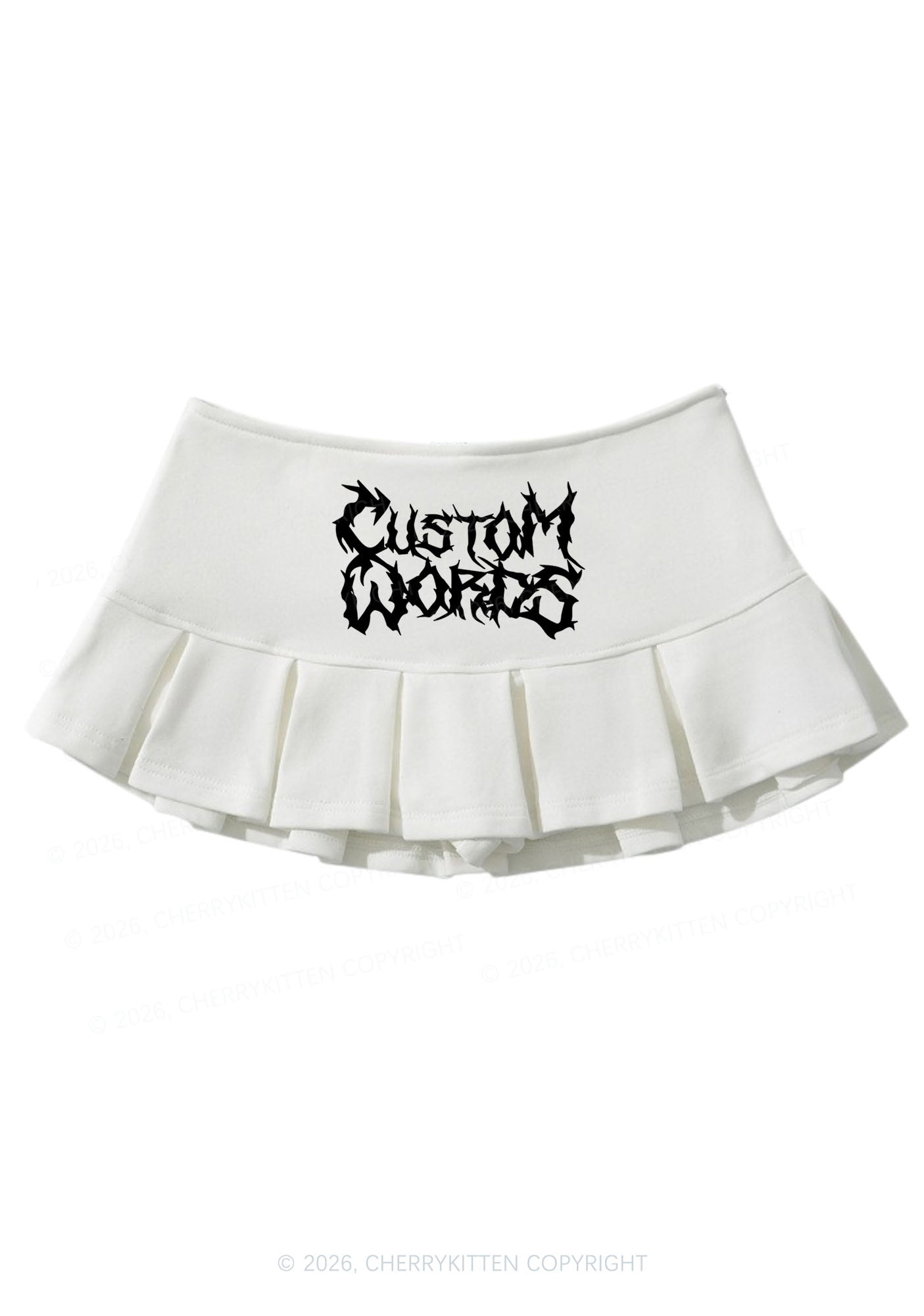 Custom Text Punk Font Y2K Mini Pleated Skirts Cherrykitten