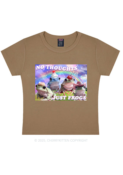 No Thoughts Just Frogs Y2K Baby Tee Cherrykitten