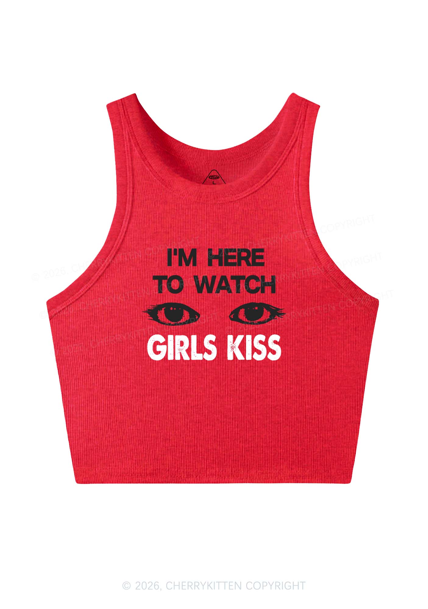 Im Here To Watch Girls Kiss Pride Y2K Crop Tank Top Cherrykitten
