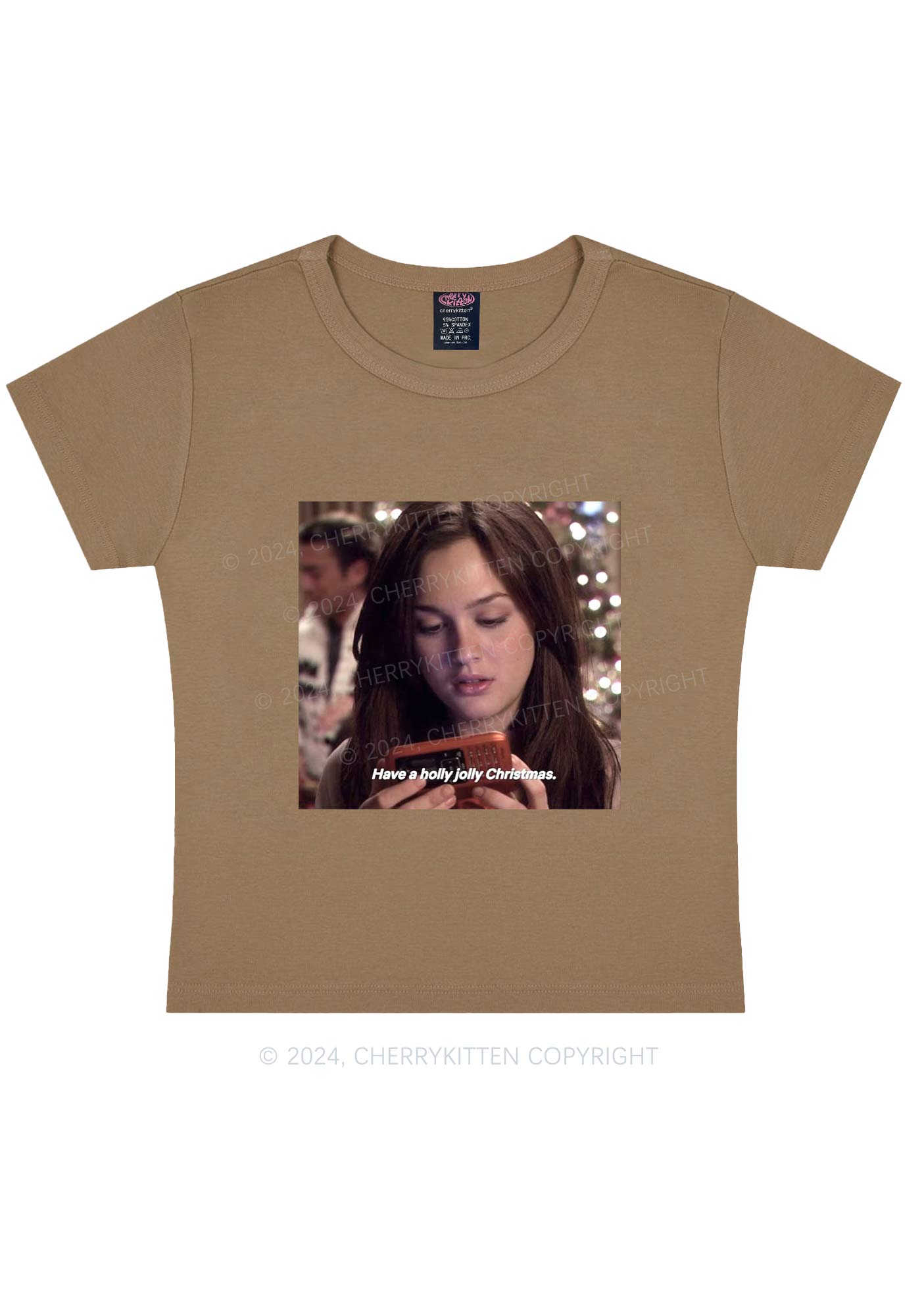 Holly Jolly Christmas Y2K Baby Tee Cherrykitten