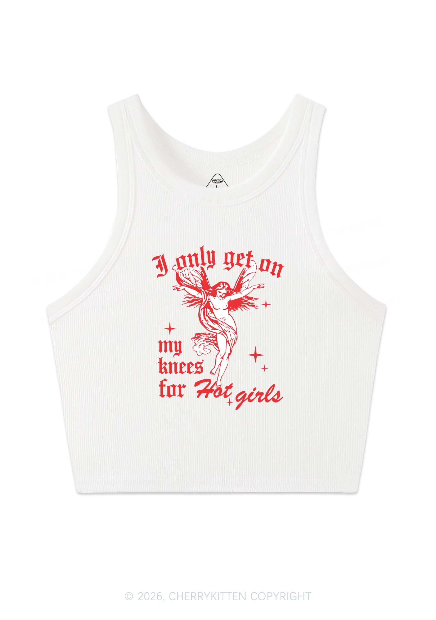 On My Knees For Hot Girls Pride Y2K Crop Tank Top Cherrykitten