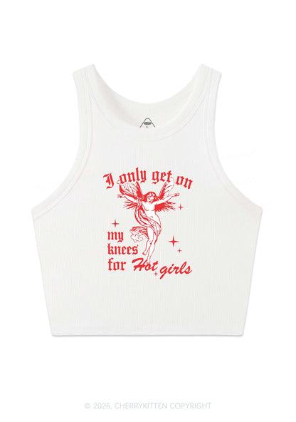 On My Knees For Hot Girls Pride Y2K Crop Tank Top Cherrykitten