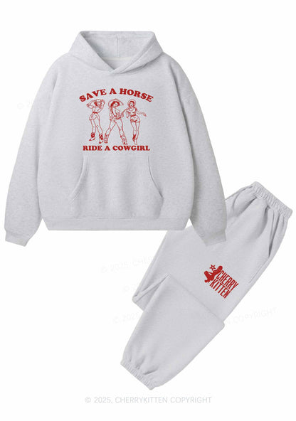 Ride A Cowgirl Y2K Fleece Hoodie Set Cherrykitten