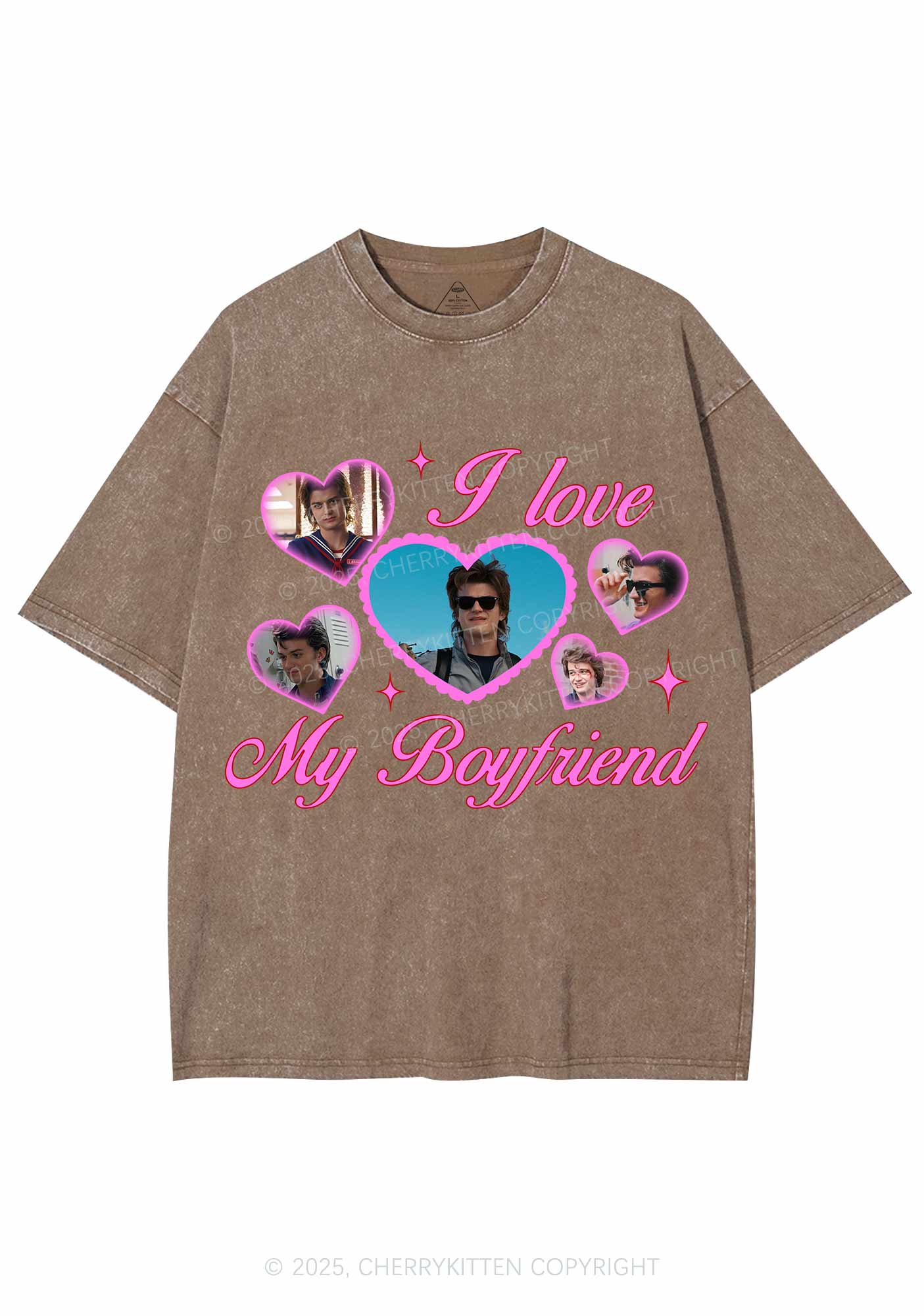 I Love My Boyfriend SH Y2K Shirts Washed Tee Cherrykitten