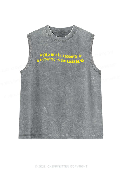 Honey Lesbians Pride Y2K Washed Muscle Tank Cherrykitten