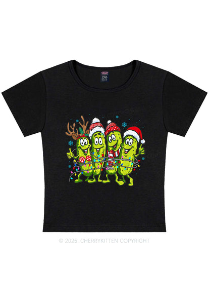 Christmas Cheerful Pickles Y2K Baby Tee Cherrykitten