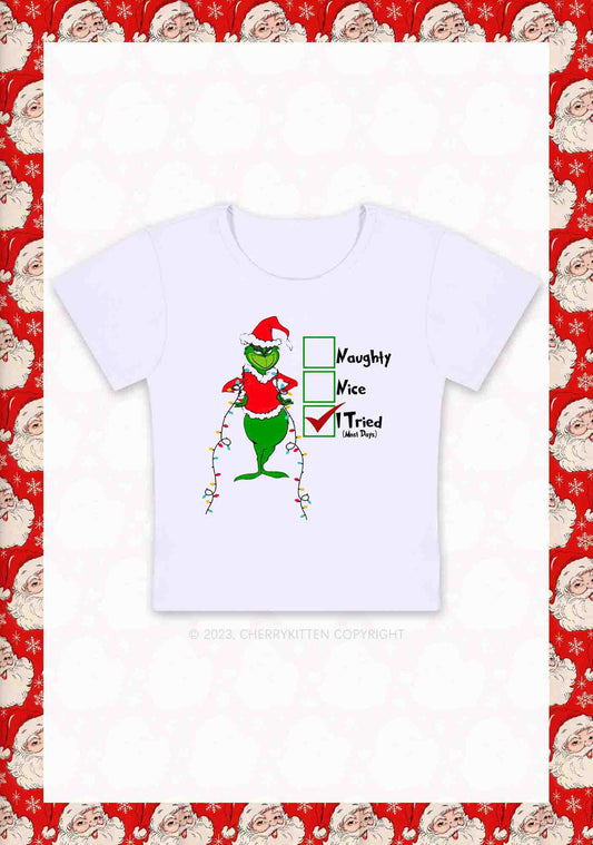 I Tried Most Days Christmas Baby Tee Cherrykitten