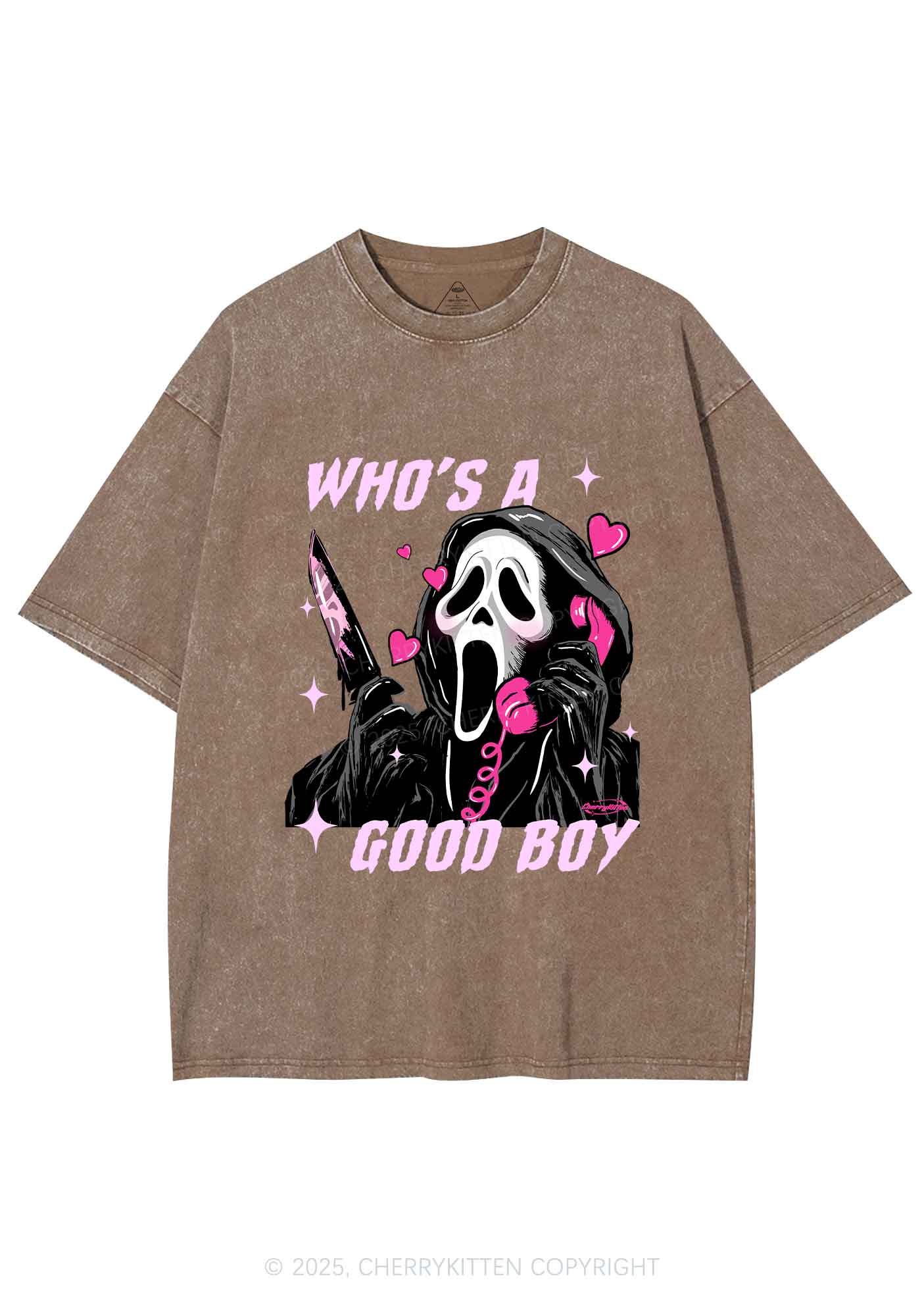 Halloween Ghost Good Boy Y2K Shirts Washed Tee Cherrykitten