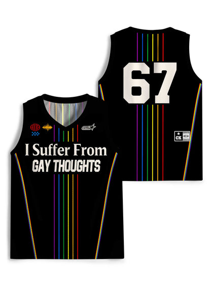 Black I Suffer From Gay Thoughts Pride Y2K Sport Jersey Tank Cherrykitten