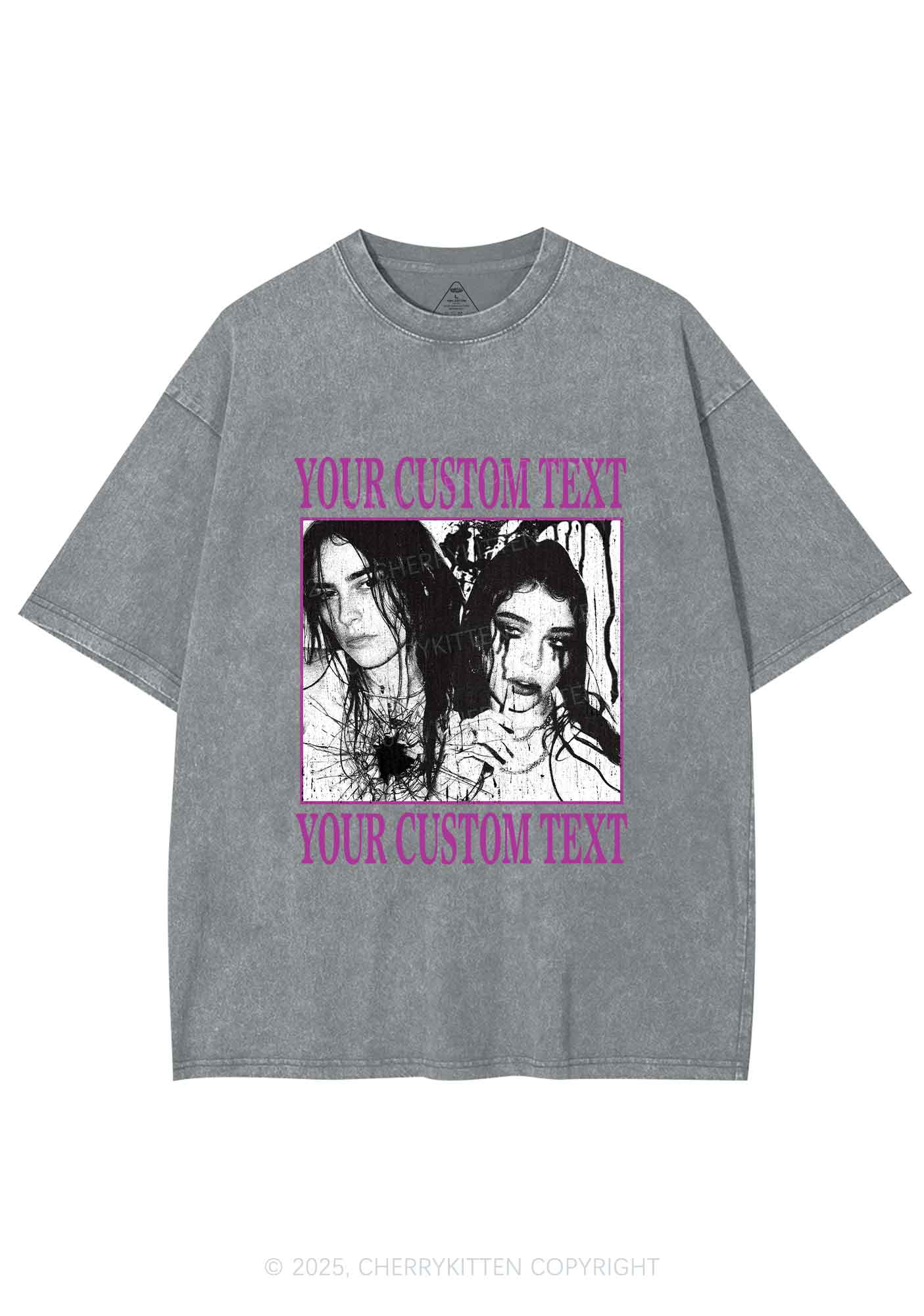 Custom Halloween Creepy Couple Y2K Shirts Washed Tee Cherrykitten