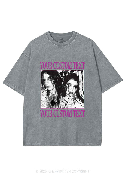 Custom Halloween Creepy Couple Y2K Shirts Washed Tee Cherrykitten