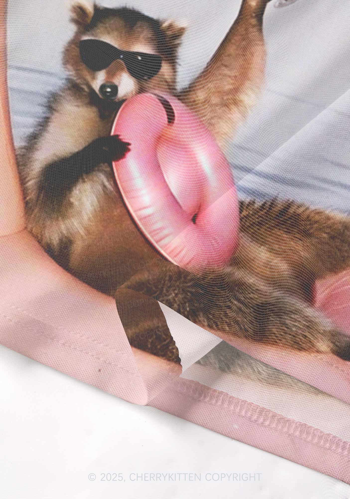 Flamingo Raccoon Y2K Mesh Cami Tank Cherrykitten