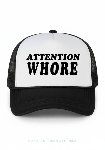 Attention Hore Y2K Colorblock Trucker Hat Cherrykitten