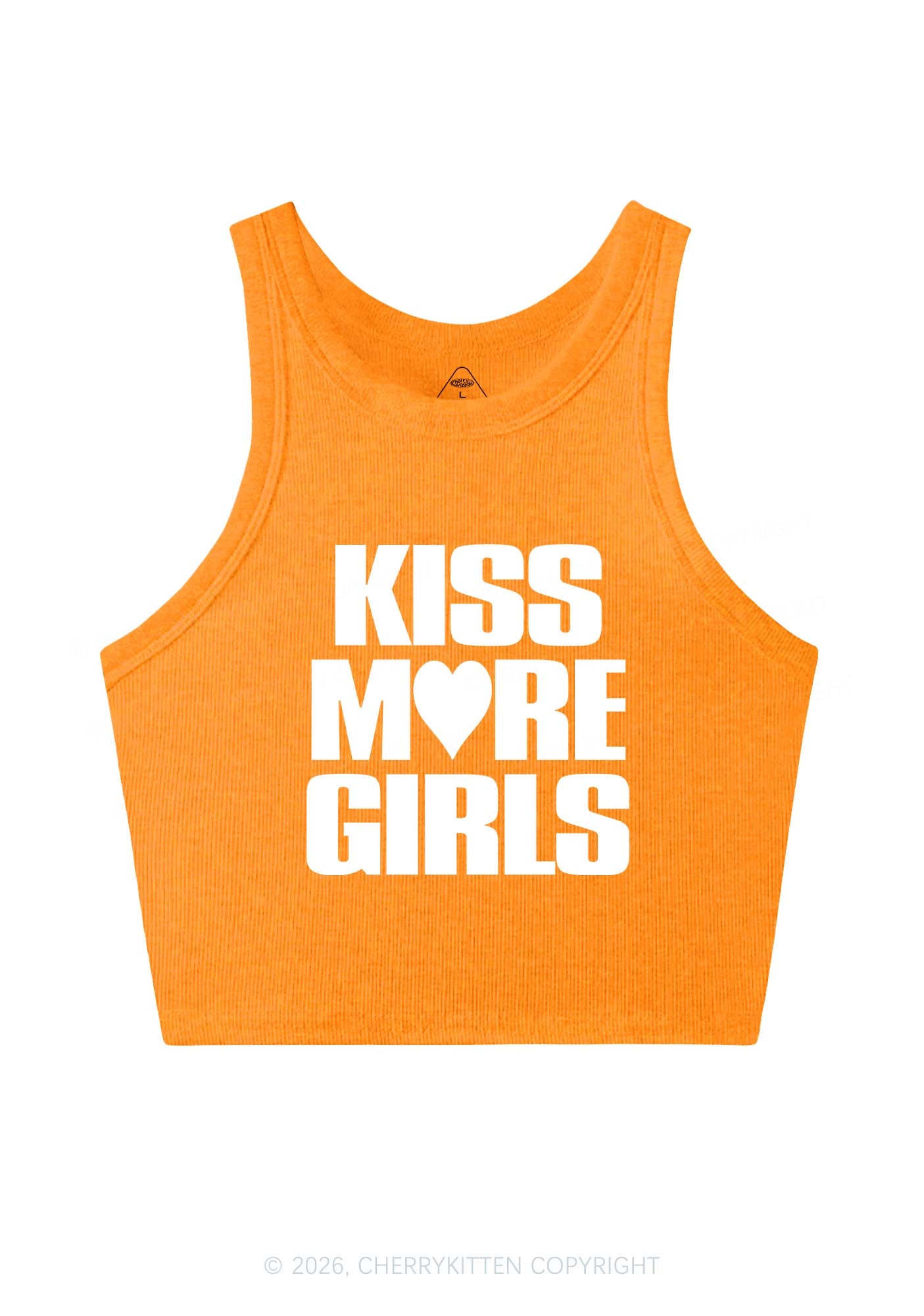 Kiss More Girls Heart Pride Y2K Crop Tank Top Cherrykitten