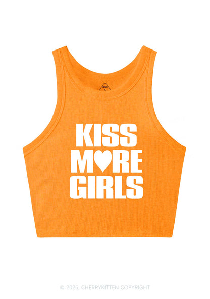 Kiss More Girls Heart Pride Y2K Crop Tank Top Cherrykitten