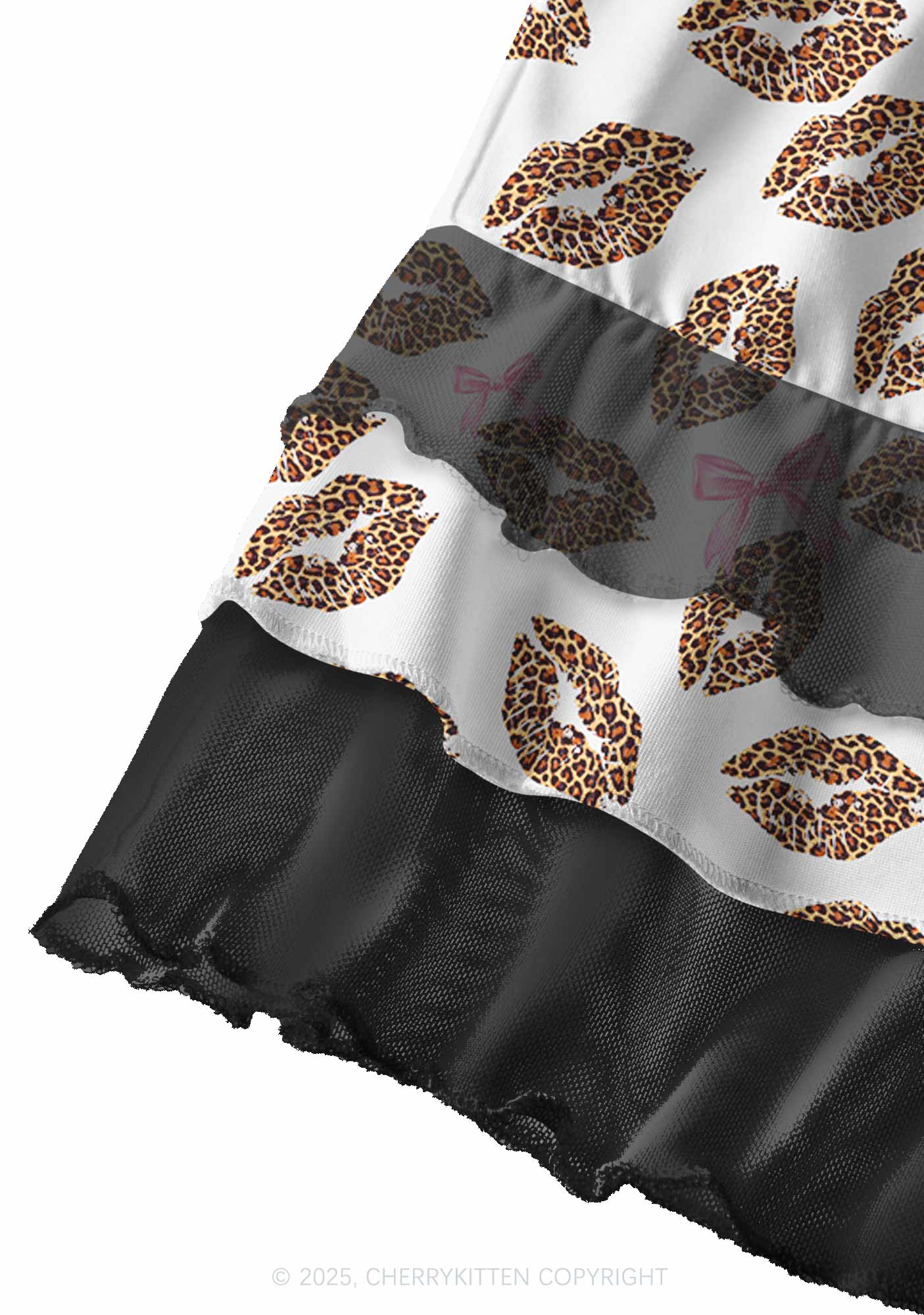 Leopard Lip Print Valentine's Day Y2K Print Mini Layered Skirt Cherrykitten