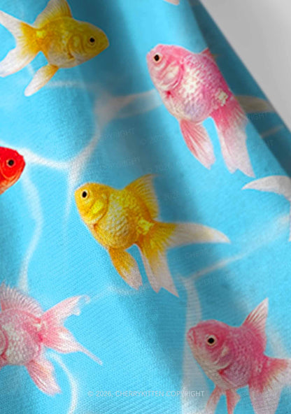 Water Ripple Goldfish Y2K Print Headband Cherrykitten