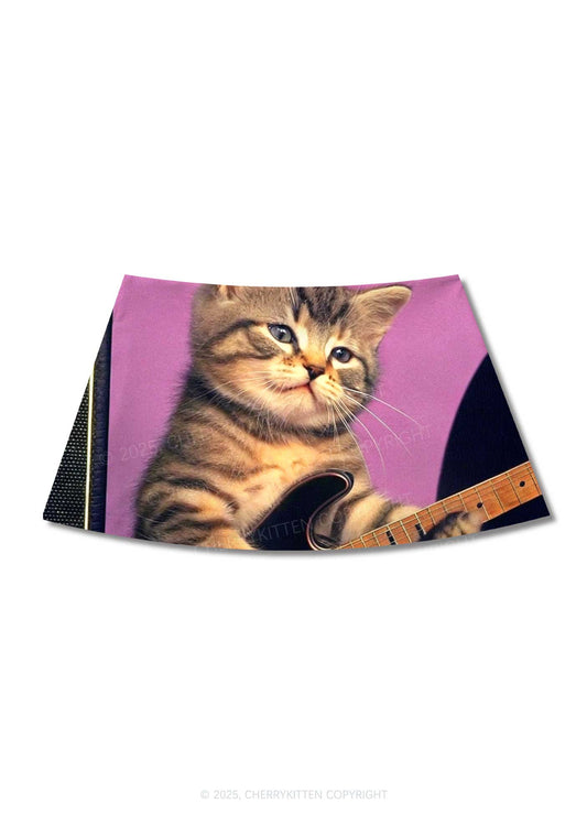 Rock Kitten Y2K Print Mini Skirt Cherrykitten