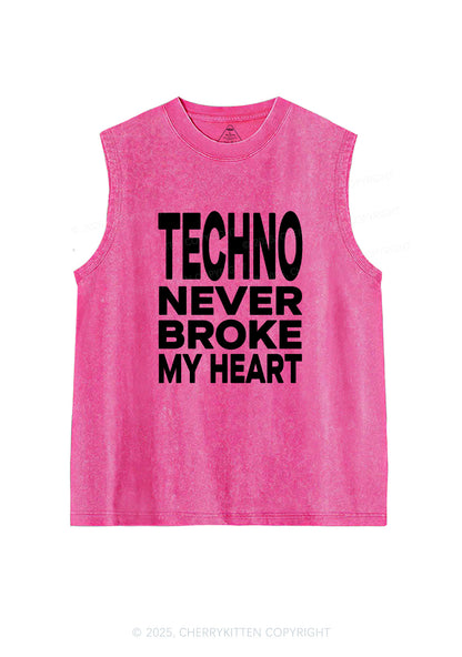 Techno Heart Y2K Washed Muscle Tank Cherrykitten