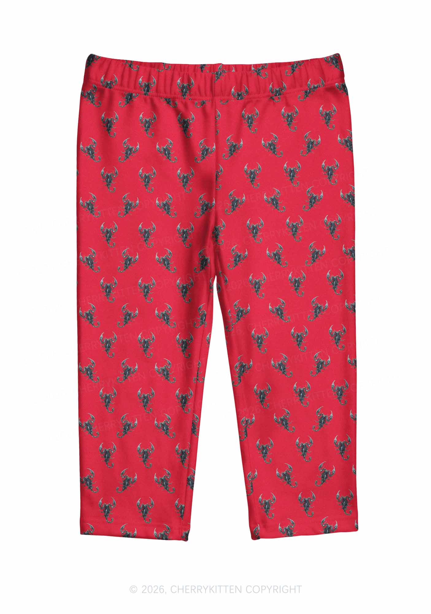 Black Scorpion On Red Y2K Print Capri Pants Cherrykitten