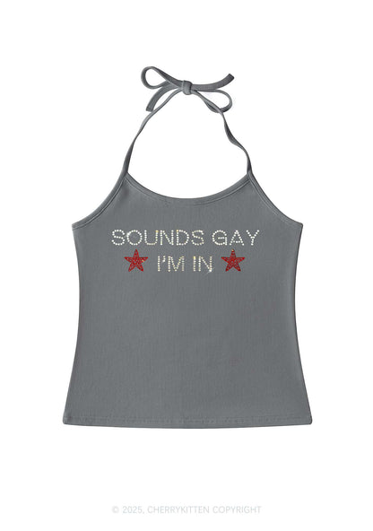 Rhinestone Sounds Gay Pride Y2K Halter Neck Cami Cherrykitten