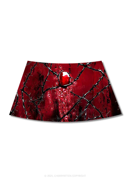 Thorned Ruby Y2K Print Mini Skirt Cherrykitten