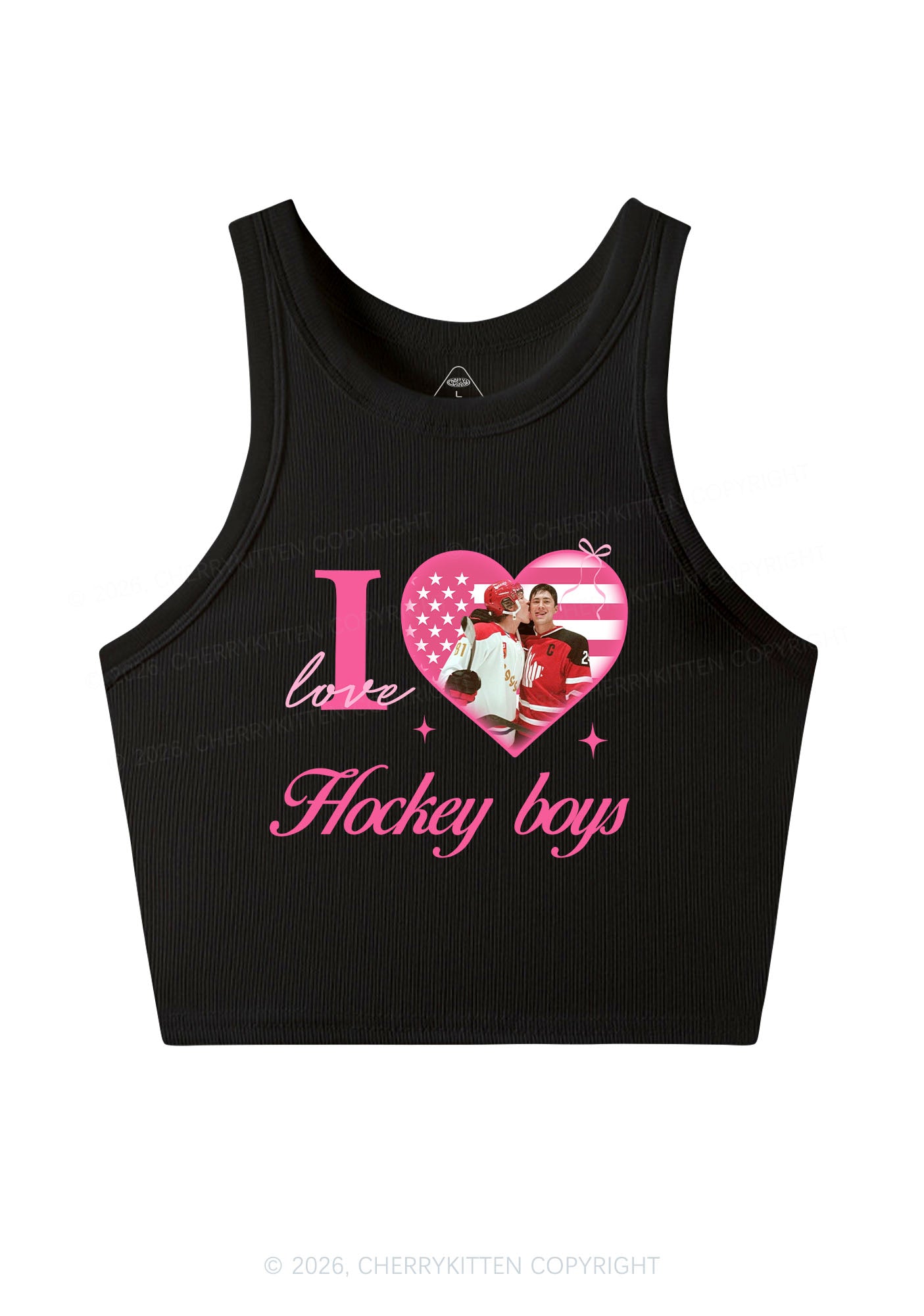 I Love US Hockey Boys HR Y2K Crop Tank Top Cherrykitten