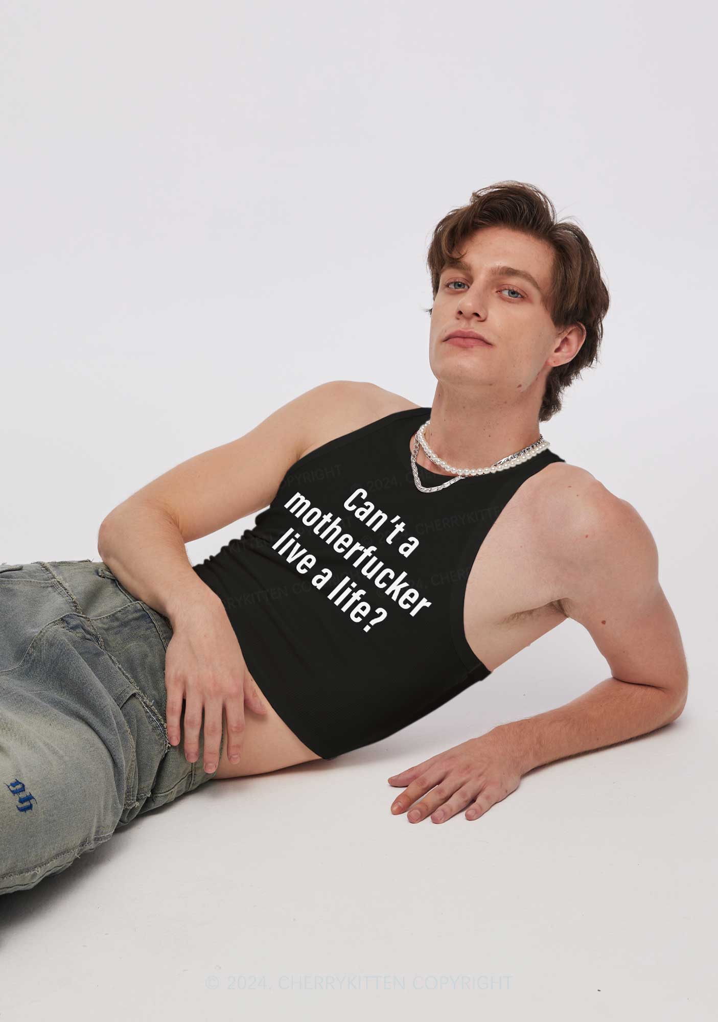 Motherfxxker Live A Life Y2K Crop Tank Top Cherrykitten
