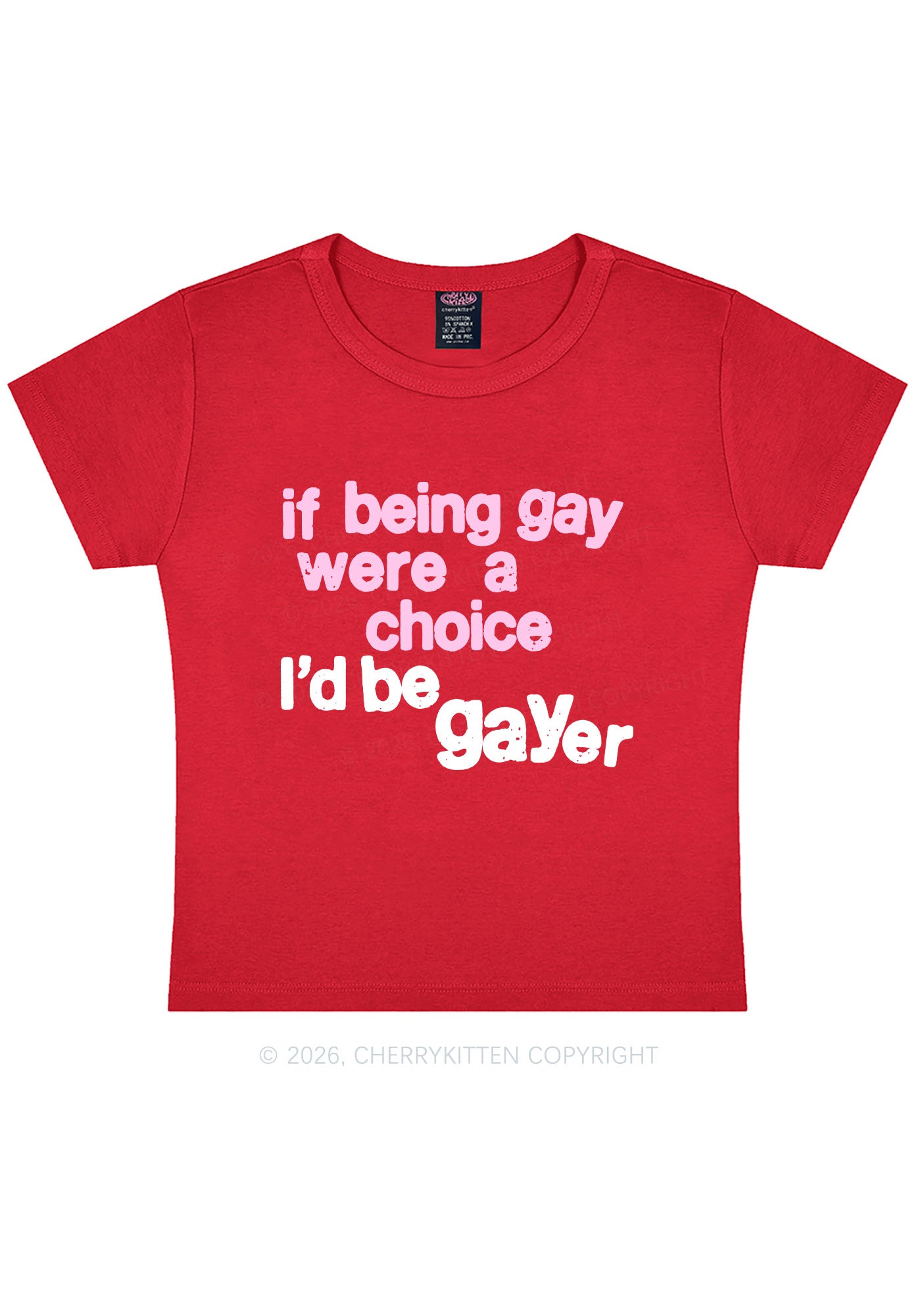 I Would Be Gayer Pride Y2K Baby Tee Cherrykitten