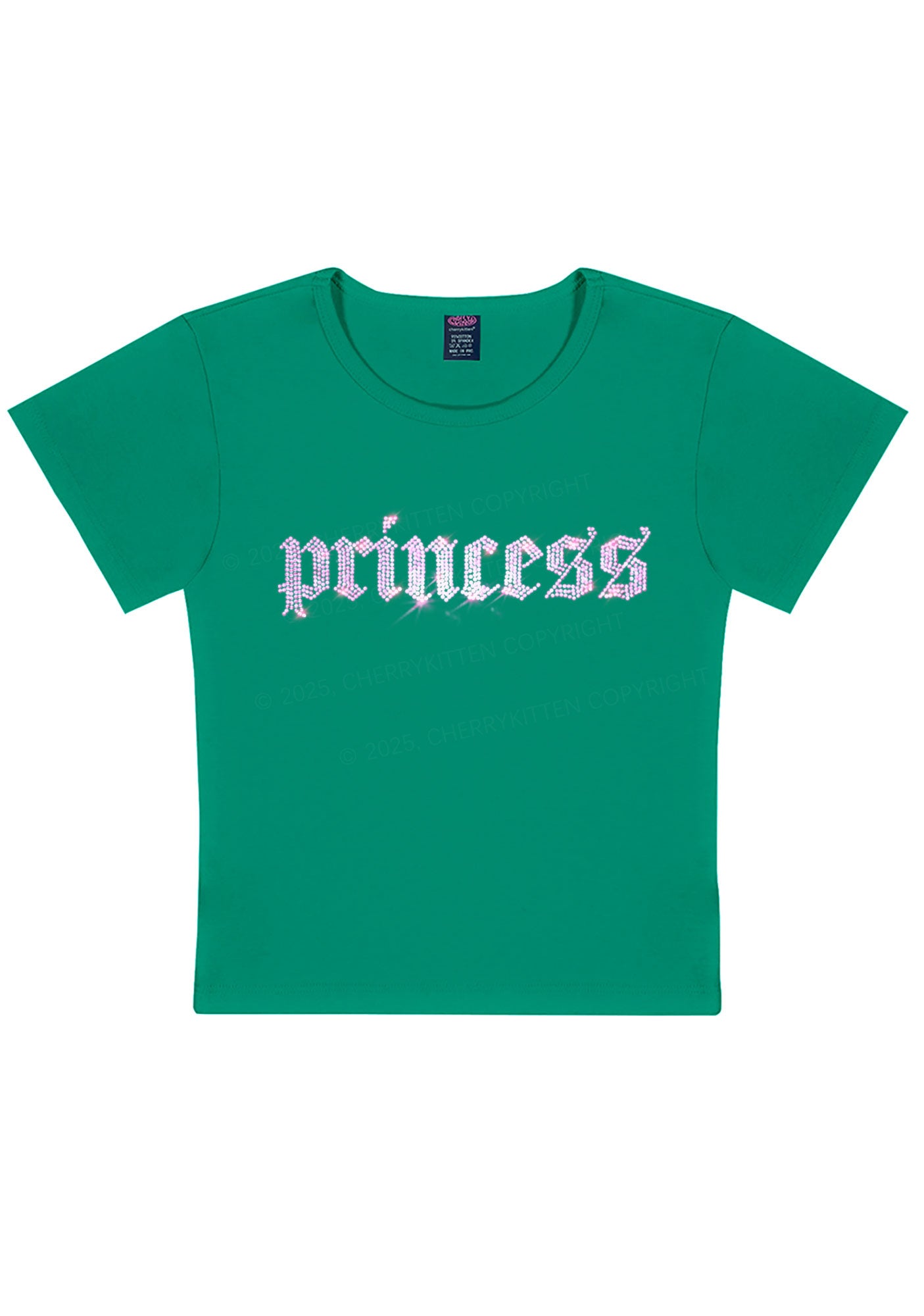 Rhinestone Princess Y2K Baby Tee Cherrykitten