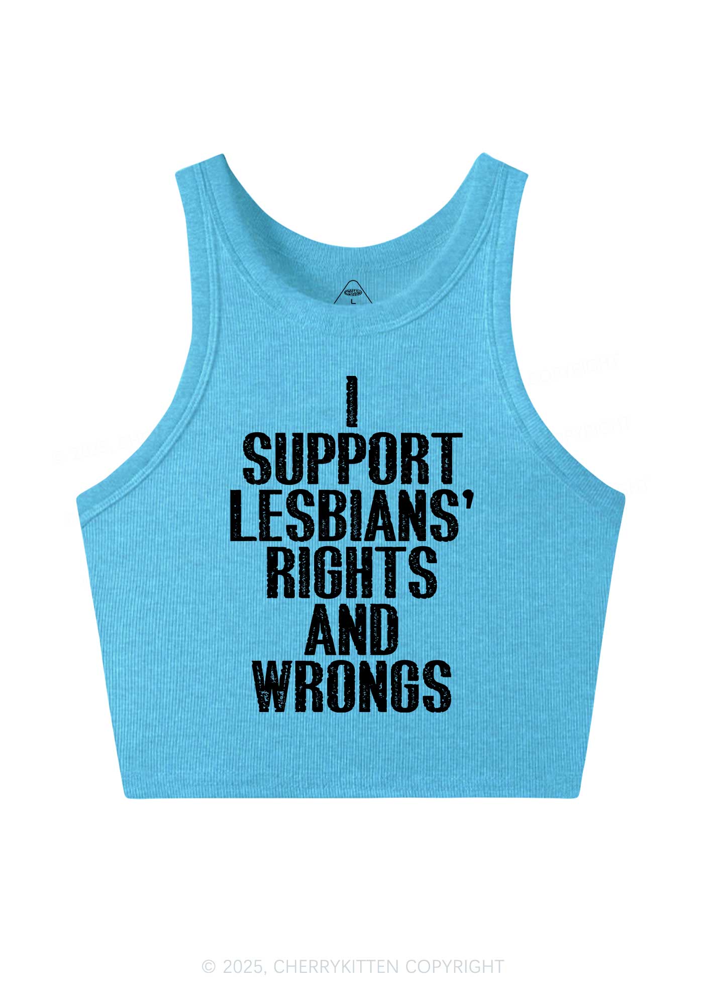 Support Lesbians Rights Pride Y2K Crop Tank Top Cherrykitten