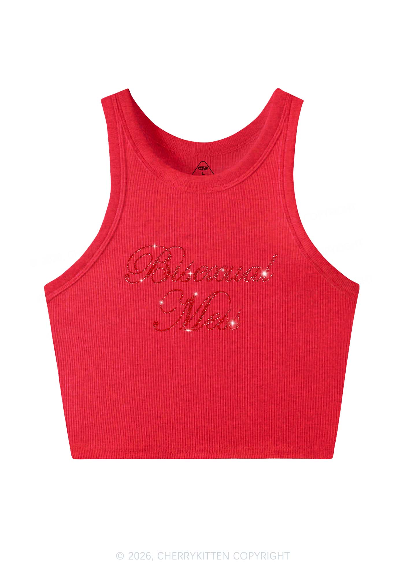 Rhinestone Bisexual Mess Pride Y2K Crop Tank Top Cherrykitten