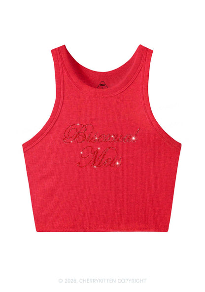 Rhinestone Bisexual Mess Pride Y2K Crop Tank Top Cherrykitten