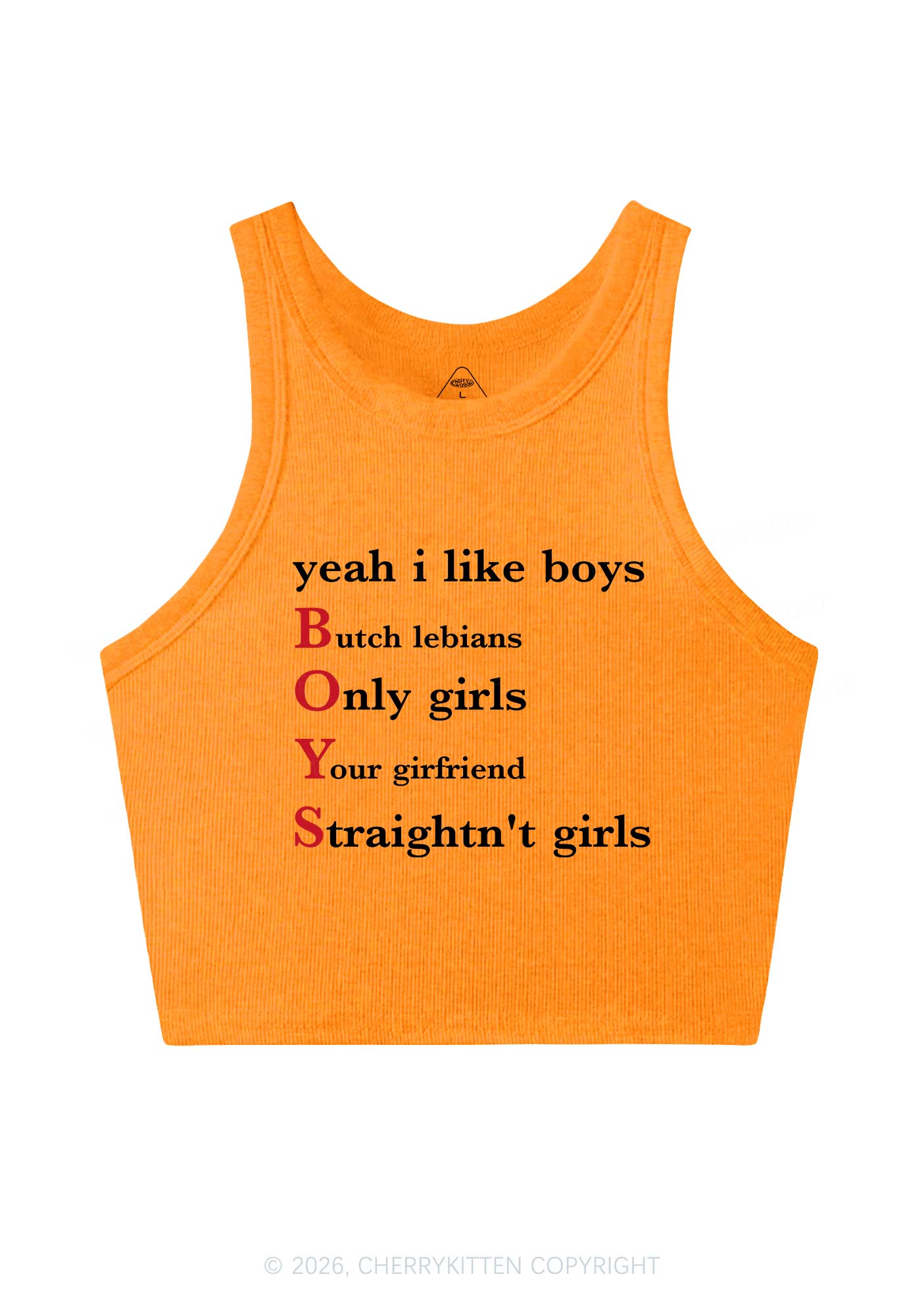 Yeah I Like Boys Pride Y2K Crop Tank Top Cherrykitten