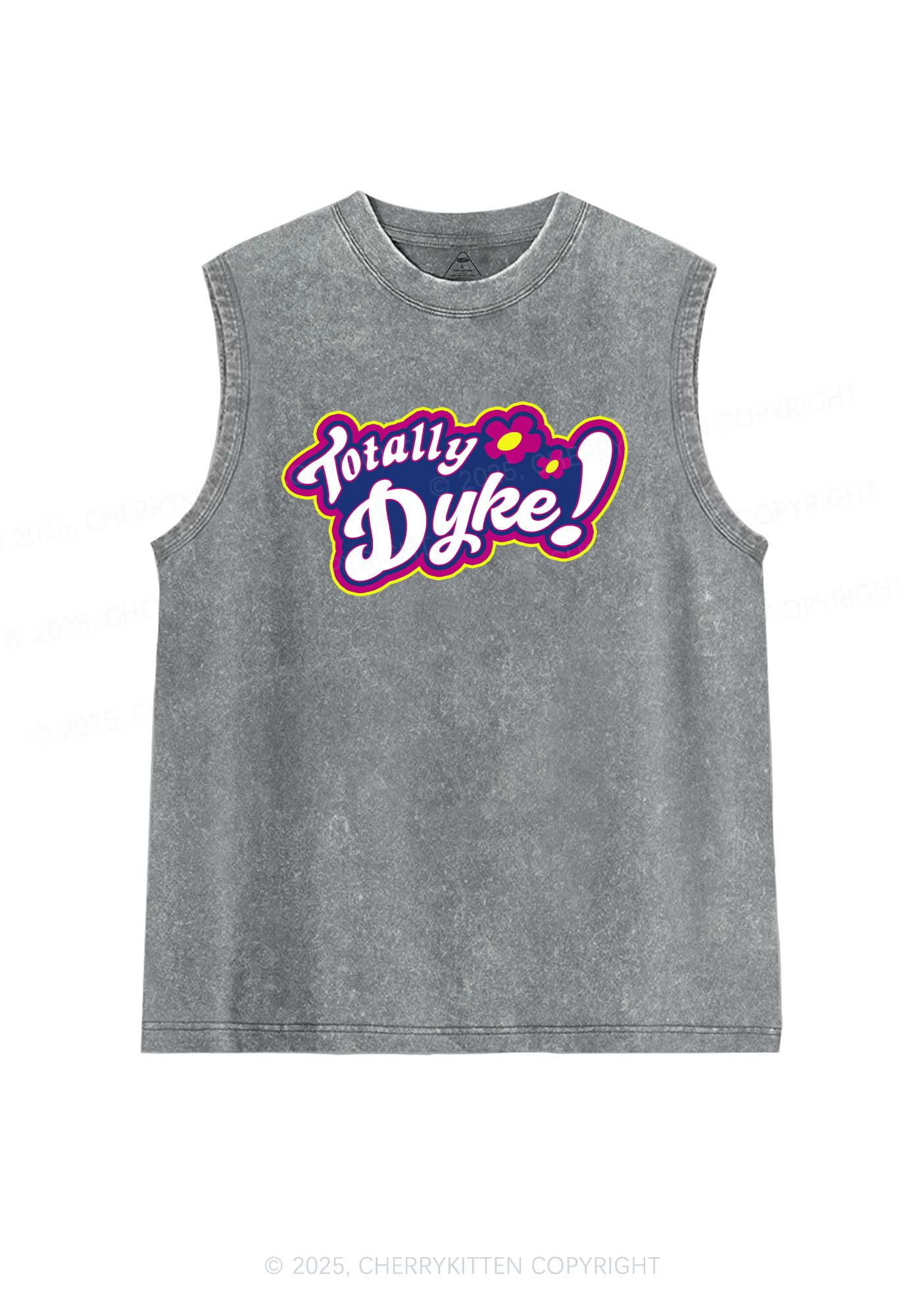 Totally Dyke Pride Y2K Washed Muscle Tank Cherrykitten