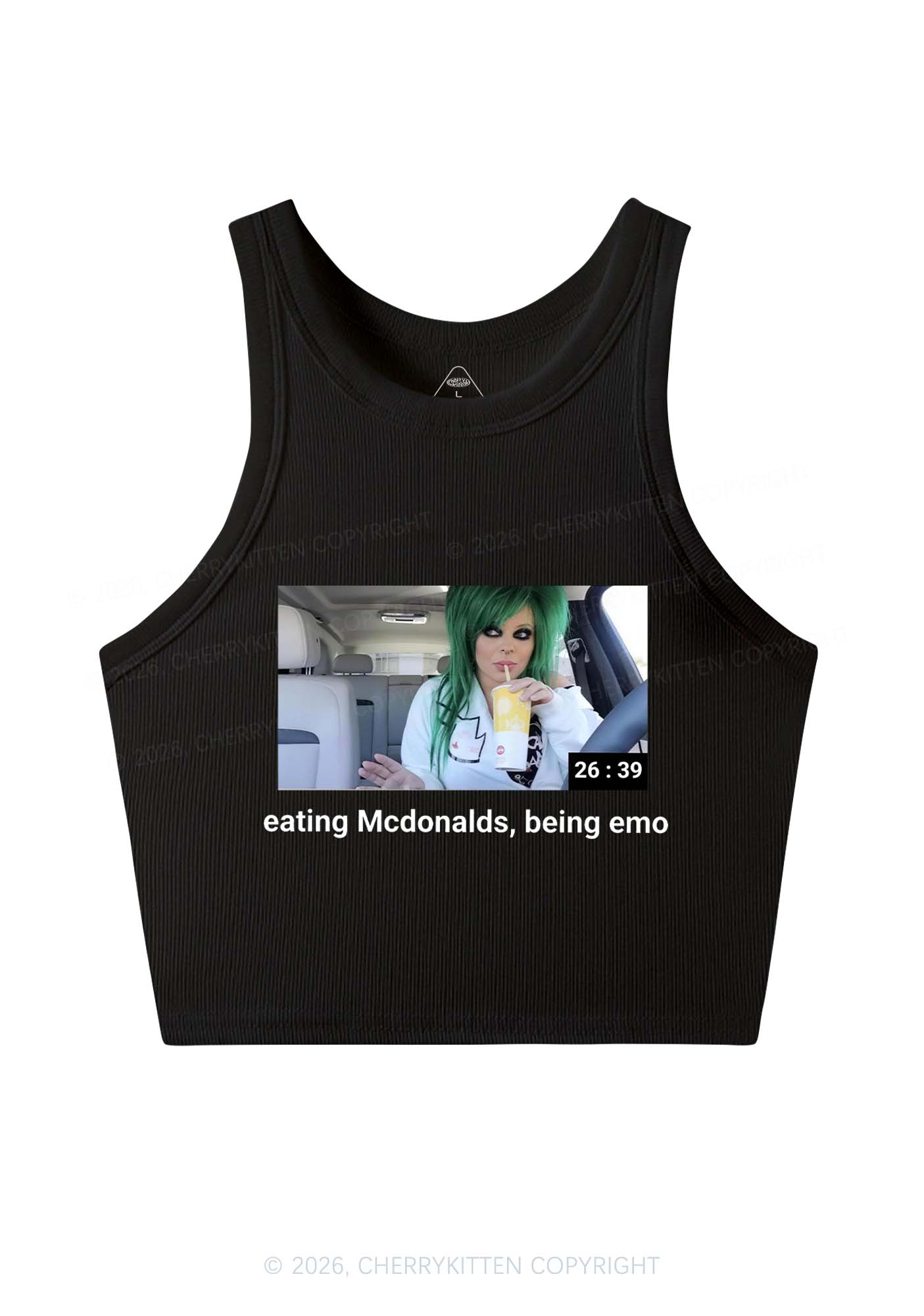 Eating Being Emo Y2K Crop Tank Top Cherrykitten