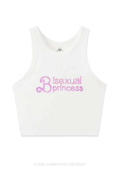 Rhinestone Bisexual Princess Pride Y2K Crop Tank Top Cherrykitten