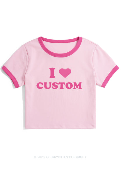 I Love Custom Personalized Y2K Ringer Tee Cherrykitten