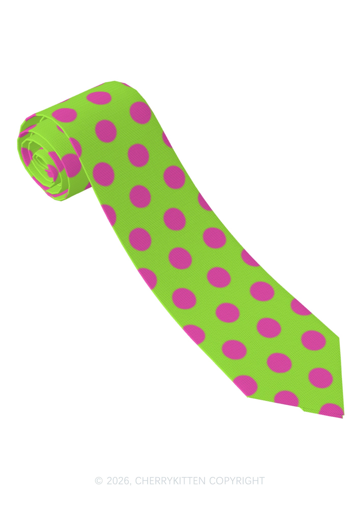 Pink Dots On Green Y2K Necktie Cherrykitten