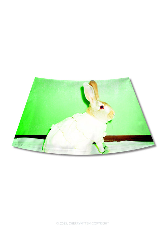 Red Eyed Rabbit Y2K Print Mini Skirt Cherrykitten