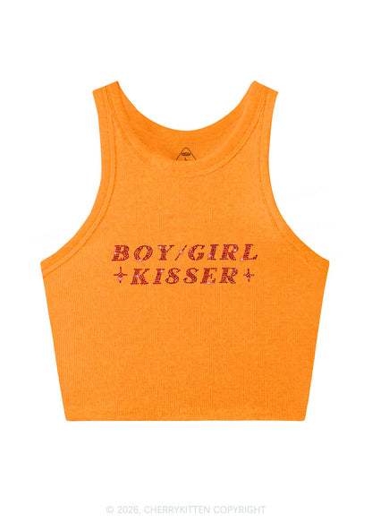 Rhinestone Boy Girl Kisser Pride Y2K Crop Tank Top Cherrykitten