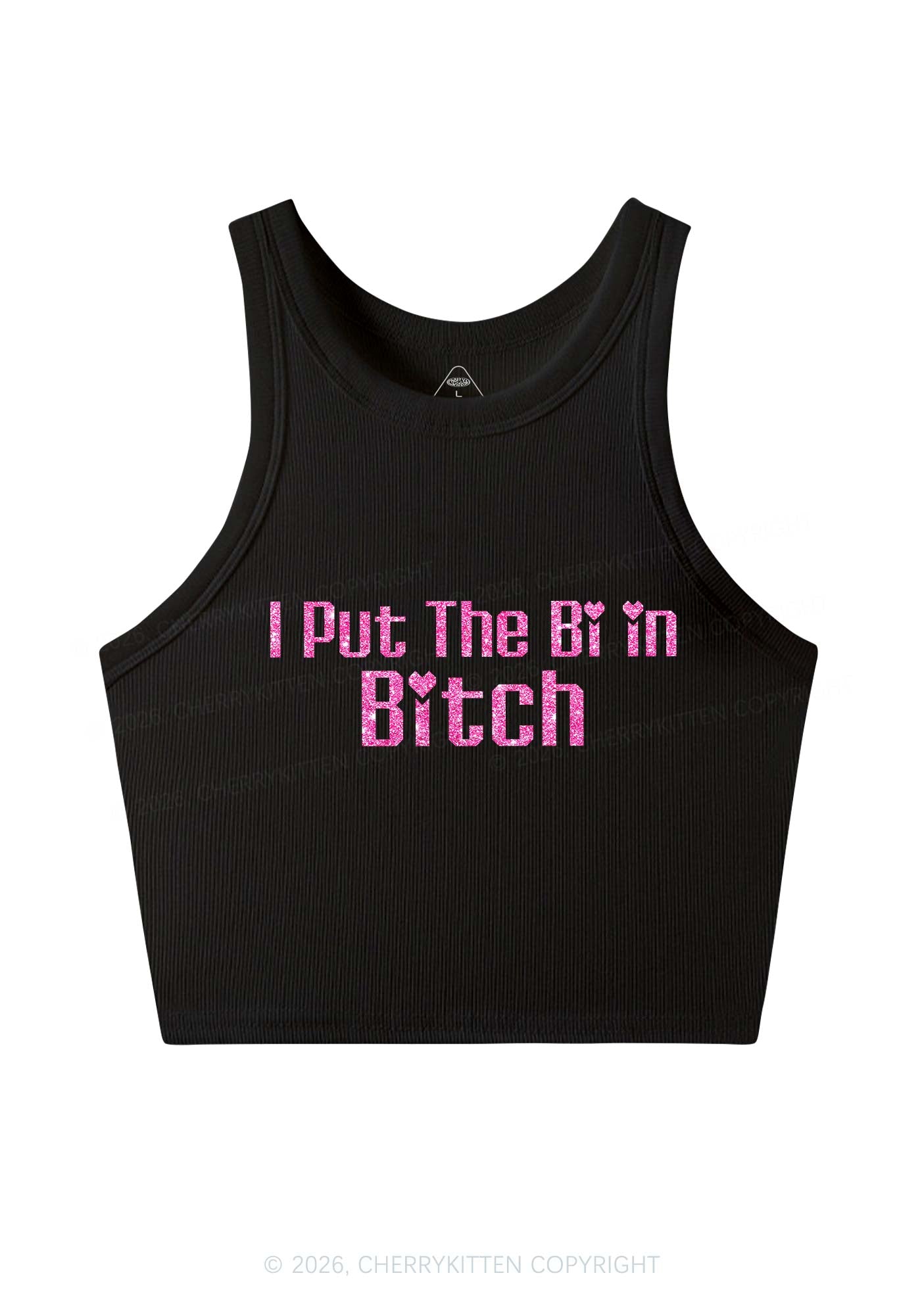 Glitter Put The Bi In Bxxch Pride Y2K Crop Tank Top Cherrykitten