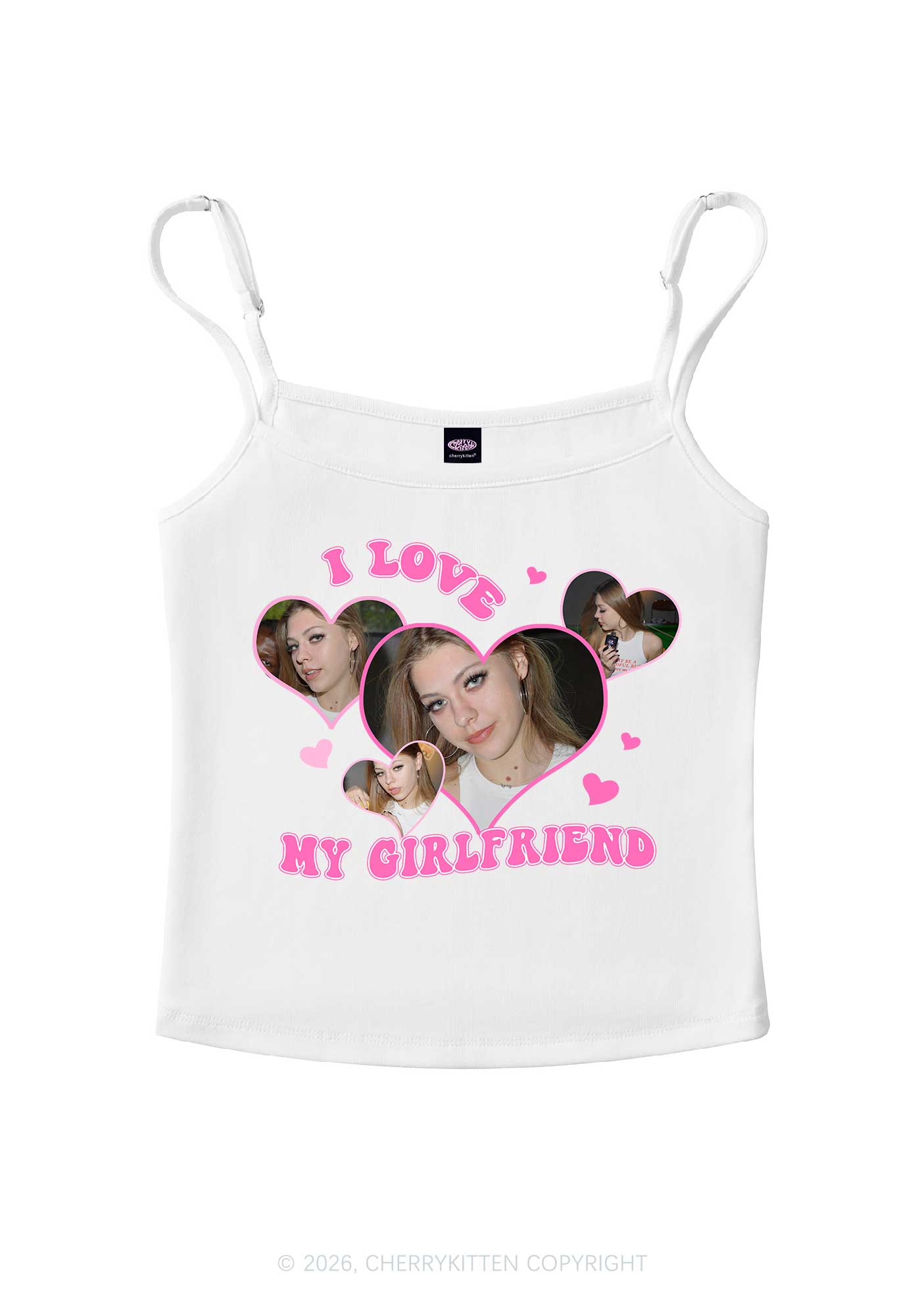 Custom I Love My BF GF Valentine's Day Y2K Spaghetti Strap Cami Cherrykitten