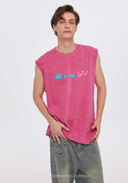 He Is My Girl Pride Y2K Washed Muscle Tank Cherrykitten