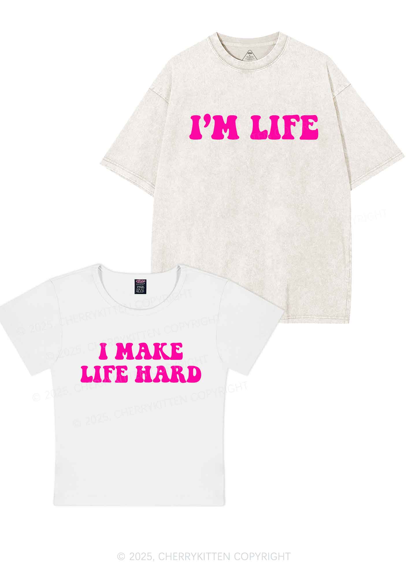 I Make Life Hard Y2K Valentine's Day Couple Shirt Cherrykitten