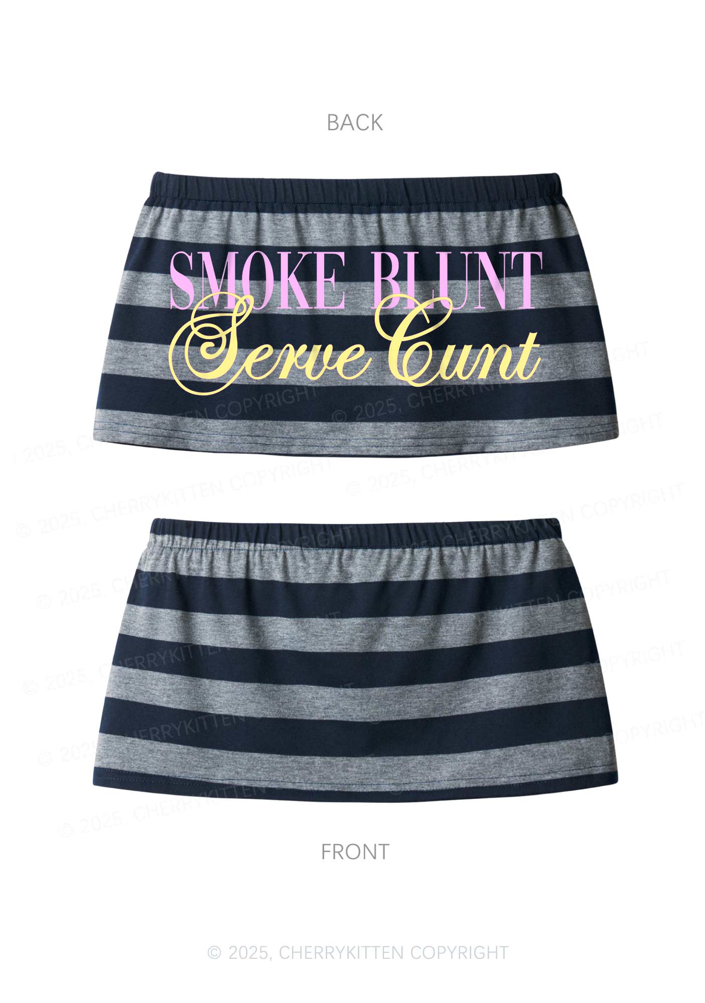 Serve Cxxt Y2K Navy Grey Striped Mini Skirt Cherrykitten