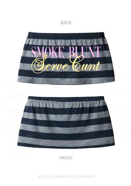 Serve Cxxt Y2K Navy Grey Striped Mini Skirt Cherrykitten