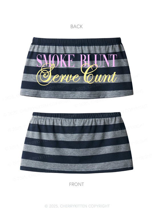 Serve Cxxt Y2K Navy Grey Striped Mini Skirt Cherrykitten
