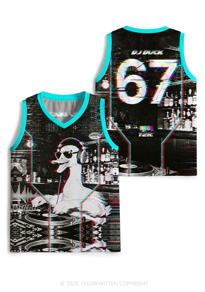 Retro Glitch DJ Duck Y2K Sport Jersey Tank Cherrykitten