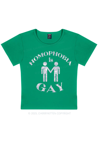 Glitter Homophobia Is Gay Pride Y2K Baby Tee Cherrykitten